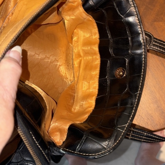 Kathy Van Zeeland Leopard Faux fur shoulder bag Croc leather trim 3 compartme - Picture 17 of 17